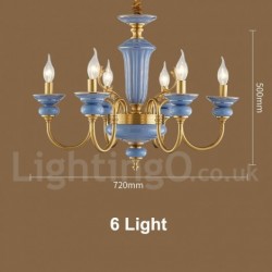 100% Pure Brass Luxurious Rustic Retro Vintage Brass Ceramics Pendant Candle Chandelier