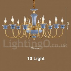 100% Pure Brass Luxurious Rustic Retro Vintage Brass Ceramics Pendant Candle Chandelier