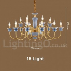 100% Pure Brass Luxurious Rustic Retro Vintage Brass Ceramics Pendant Candle Chandelier