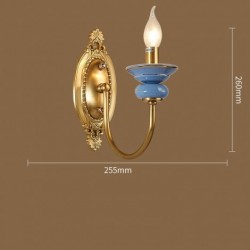 100% Pure Brass Luxurious Rustic Retro Vintage Brass Ceramics 1 Light Candle Wall Light