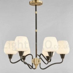 100% Pure Brass Luxurious Rustic Retro Vintage Brass Pendant Candle Chandelier with Glass Shades