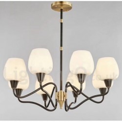 100% Pure Brass Luxurious Rustic Retro Vintage Brass Pendant Candle Chandelier with Glass Shades
