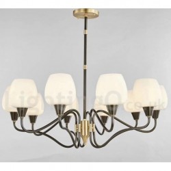 100% Pure Brass Luxurious Rustic Retro Vintage Brass Pendant Candle Chandelier with Glass Shades