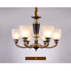 Pure Brass Luxurious Rustic Retro Vintage Brass Pendant Candle Chandelier with Glass Shades