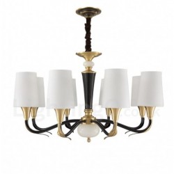 Pure Brass Luxurious Rustic Retro Vintage Brass Stone Pendant Candle Chandelier with Glass Shades