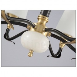 Pure Brass Luxurious Rustic Retro Vintage Brass Stone Pendant Candle Chandelier with Glass Shades