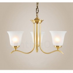 Pure Brass Luxurious Rustic Retro Vintage Brass Pendant Candle Chandelier with Glass Shades