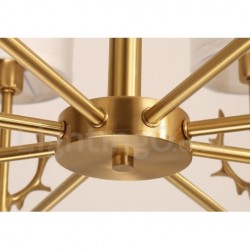 Pure Brass Luxurious Rustic Retro Vintage Brass Pendant Candle Chandelier with Fabric Shades