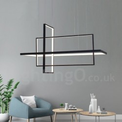 Dimmable Linear Pendant Light with Remote Control Ambient Light Painted Finishes Aluminum Modern