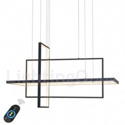 Dimmable Linear Pendant Light with Remote Control Ambient Light Painted Finishes Aluminum Modern