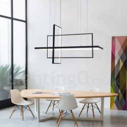 Dimmable Linear Pendant Light with Remote Control Ambient Light Painted Finishes Aluminum Modern