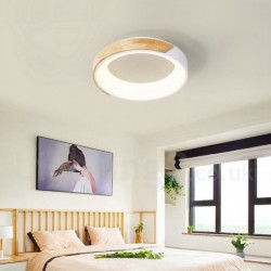 Dimmable Multi Colours Round Wood Ceiling Light with Acrylic Shade LED Ceiling Lamp Nordic Style