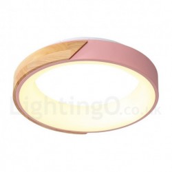 Dimmable Multi Colours Round Wood Ceiling Light with Acrylic Shade LED Ceiling Lamp Nordic Style