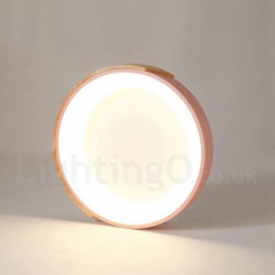 Dimmable Multi Colours Round Wood Ceiling Light with Acrylic Shade LED Ceiling Lamp Nordic Style