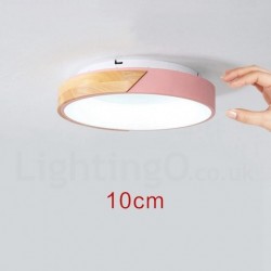 Dimmable Multi Colours Round Wood Ceiling Light with Acrylic Shade LED Ceiling Lamp Nordic Style