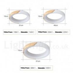 Dimmable Multi Colours Round Wood Ceiling Light with Acrylic Shade LED Ceiling Lamp Nordic Style