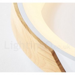 Dimmable Multi Colours Round Wood Ceiling Light with Acrylic Shade LED Ceiling Lamp Nordic Style