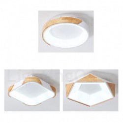 Dimmable Multi Colours Round Wood Ceiling Light with Acrylic Shade LED Ceiling Lamp Nordic Style