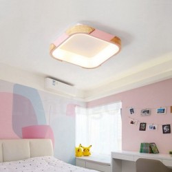 Dimmable Multi Colours Square Wood Ceiling Light with Acrylic Shade LED Ceiling Lamp Nordic Style
