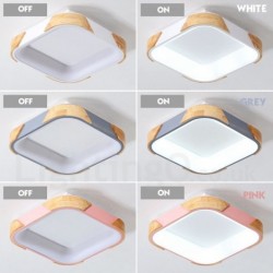 Dimmable Multi Colours Square Wood Ceiling Light with Acrylic Shade LED Ceiling Lamp Nordic Style