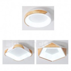 Dimmable Multi Colours Pentagon Wood Ceiling Light with Acrylic Shade LED Ceiling Lamp Nordic Style