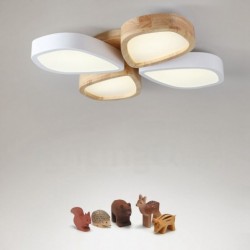 Dimmable Ultra-thin Petal Wood Ceiling Light with Acrylic Shade LED Ceiling Lamp Nordic Style