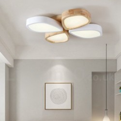 Dimmable Ultra-thin Petal Wood Ceiling Light with Acrylic Shade LED Ceiling Lamp Nordic Style