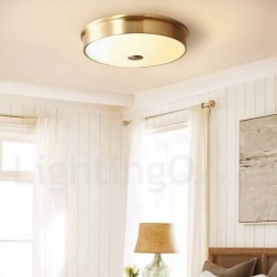 100% Pure Brass Modern Contemporary Simple Rustic Retro Vintage Flush Mount Ceiling Light with Glass Shade