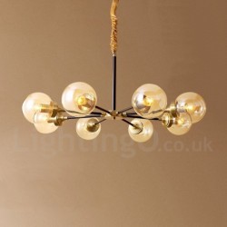 Pure Brass Luxurious Rustic Retro Vintage Brass Pendant Chandelier with Glass Shades