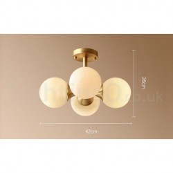 4 Light Pure Brass Modern Contemporary Simple Rustic Retro Vintage Flush Mount Ceiling Light with Glass Shades