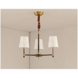 Pure Brass Large Luxurious Rustic Retro Vintage Brass Pendant Chandelier with Fabric Shades