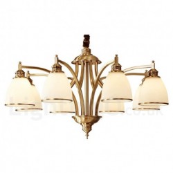 Pure Brass Large Luxurious Rustic Retro Vintage Brass Pendant Chandelier with Glass Shades