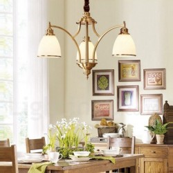 Pure Brass Large Luxurious Rustic Retro Vintage Brass Pendant Chandelier with Glass Shades