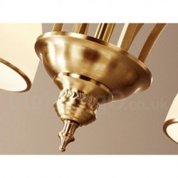 Pure Brass Large Luxurious Rustic Retro Vintage Brass Pendant Chandelier with Glass Shades