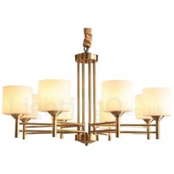 Pure Brass Large Luxurious Rustic Retro Vintage Brass Pendant Chandelier with Glass Shades