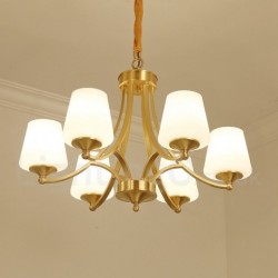 Pure Brass Large Luxurious Rustic Retro Vintage Brass Pendant Chandelier with Glass Shades