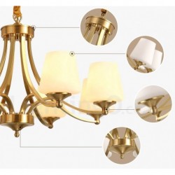 Pure Brass Large Luxurious Rustic Retro Vintage Brass Pendant Chandelier with Glass Shades