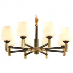 Pure Brass Large Luxurious Rustic Retro Vintage Brass Pendant Chandelier with Glass Shades