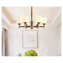 Pure Brass Large Luxurious Rustic Retro Vintage Brass Pendant Chandelier with Glass Shades