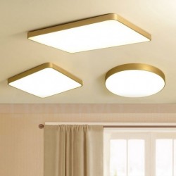 Ultra-Thin Square Dimmable LED Modern Contemporary Nordic Style Flush Mount Brass Ceiling Lights with Acrylic Shade | Also Can Be Used As Wall Light