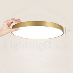 Ultra-Thin 100% Brass Round Dimmable LED Modern Contemporary Nordic Style Flush Mount Brass Ceiling Lights with Acrylic Shade | Also Can Be Used As Wall Light