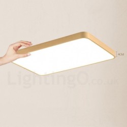 Ultra-Thin Rectangle Dimmable LED Modern Contemporary Nordic Style Flush Mount Brass Ceiling Lights with Acrylic Shade | Also Can Be Used As Wall Light