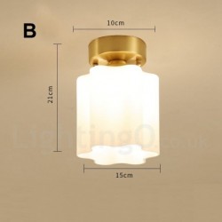 Pure Brass LED Rustic / Lodge Nordic Style Flush Mount Ceiling Lights with Glass Shade