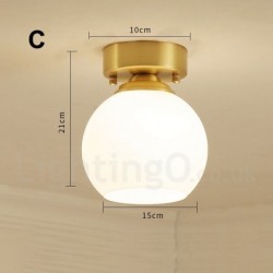 Pure Brass LED Rustic / Lodge Nordic Style Flush Mount Ceiling Lights with Glass Shade