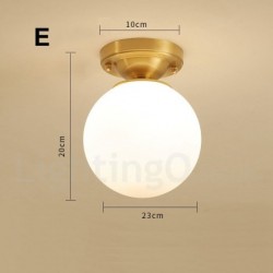 Pure Brass LED Rustic / Lodge Nordic Style Flush Mount Ceiling Lights with Glass Shade