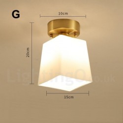 Pure Brass LED Rustic / Lodge Nordic Style Flush Mount Ceiling Lights with Glass Shade