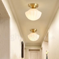 Pure Brass LED Rustic / Lodge Nordic Style Flush Mount Ceiling Lights with Glass Shade