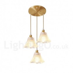 Pure Brass Rustic / Lodge Nordic Style Pendant Light with Glass Shade