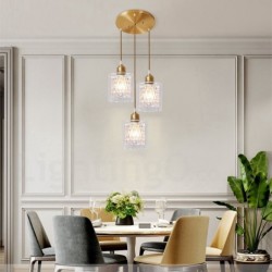 Pure Brass Rustic / Lodge Nordic Style Pendant Light with Glass Shade