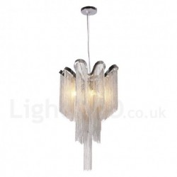 Aluminum Stream Tassel Chandelier E12/E14 Designer Pendant Light Silver Colour for Spiral Staircase